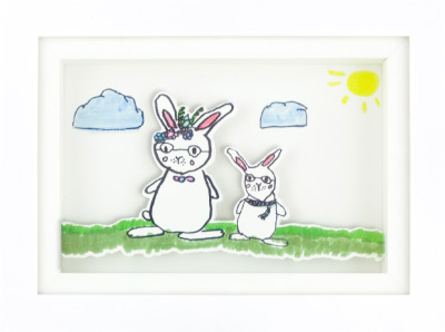 Shadowbox featuring bunnies